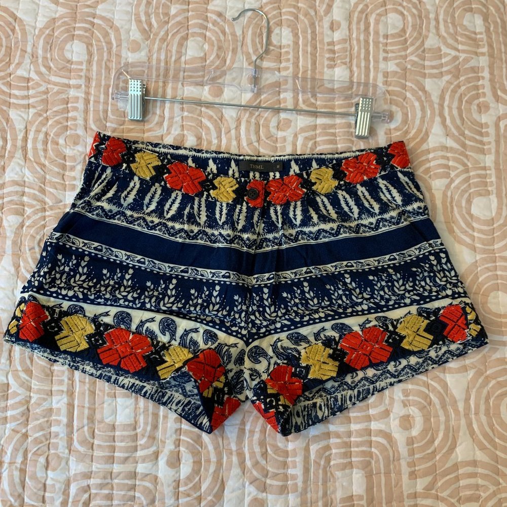 Embroidered Colorful Floral Patterned Shorts 🔵🤍❤️ 🟡